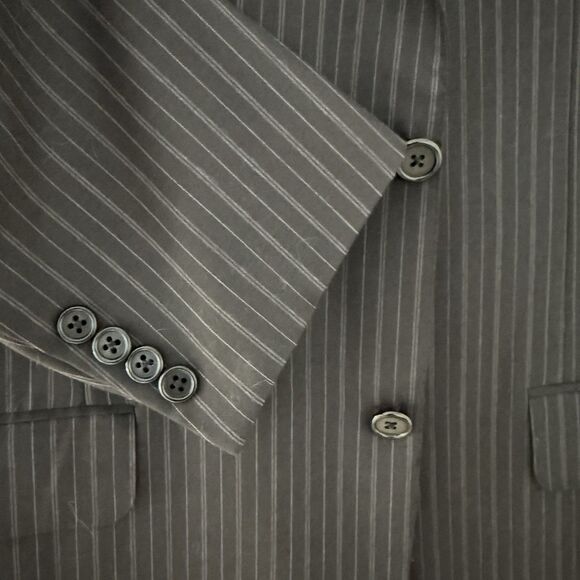VTG Burberry London Pinstripe Blazer 42R Brown 100% Wool Sport Coat Y2K Holiday - Picture 6 of 6